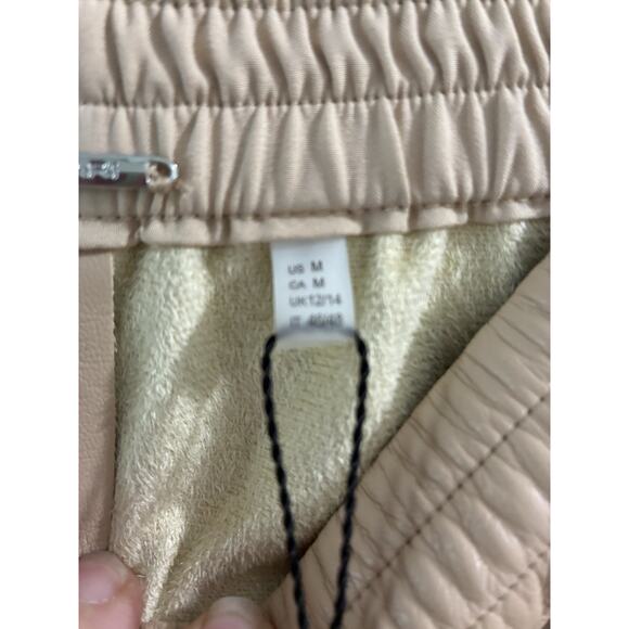 Elie Tahari Vegan Leather Wide Leg Pants Pull On Faux Leather M Mushroom Tan NWT - Picture 6 of 8